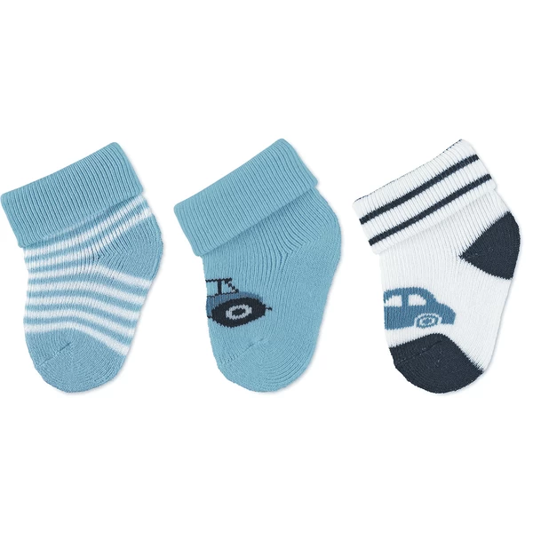 Sterntaler First Baby Socks 3-Pack Vehicles Sky Blue 3 Sterntaler First Baby Socks 3-Pack Vehicles Sky Blue