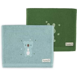Sterntaler Kinderhanddoek Twin Pack Kinni+Kalla Donkergroen 50 X 30 Cm