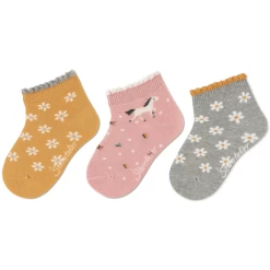 Sterntaler Korte Sokken 3-pack Bloemen Geel