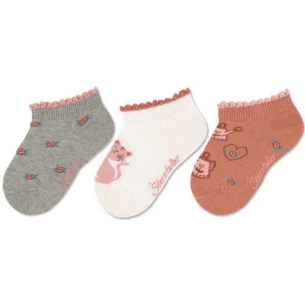 Sterntaler Sneaker Sokken 3-pack Kat Lichtgrijs 3 Sterntaler Sneaker Sokken 3-pack Kat Lichtgrijs